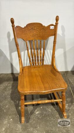 REFINISHED NURSING PRESS BACK ROCKING CHAIR