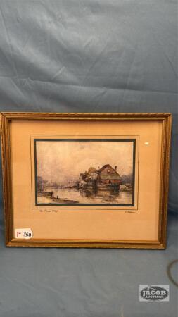 PRINT ENTITLED "THE BARGES WHARF" BY F. ROBSON