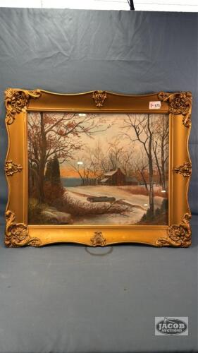 FRAMED WINTER SCENED PRINT BY V.L. BASTENDORFF