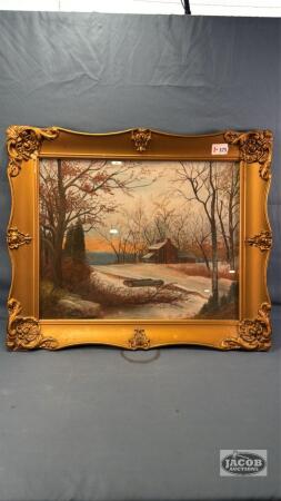 FRAMED WINTER SCENED PRINT BY V.L. BASTENDORFF