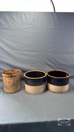 (3) SMALL CROCKS WITH CRACKS