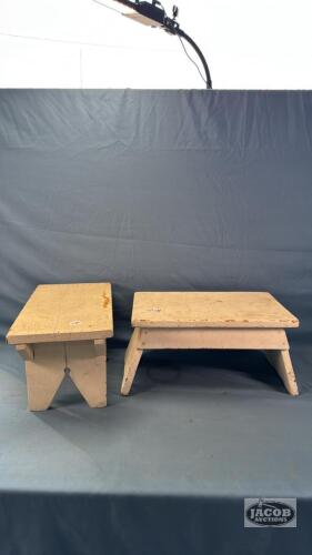 (2) WOODEN FOOT STOOLS