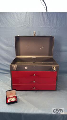 METAL (3) DRAWER TOOL BOX WITH RONSON LIGHTER