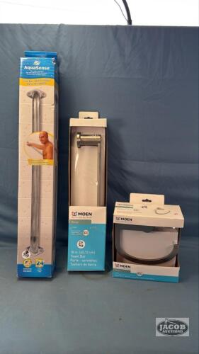 (2) MOEN TOWEL RACKS AND A 24IN GRAB BAR