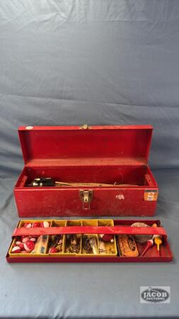 METAL TOOL BOX WITH FISHING CONTENTS