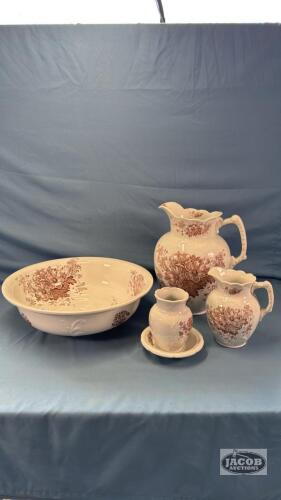 (5) PIECE BASIN SET WITH FLORAL PATTERN