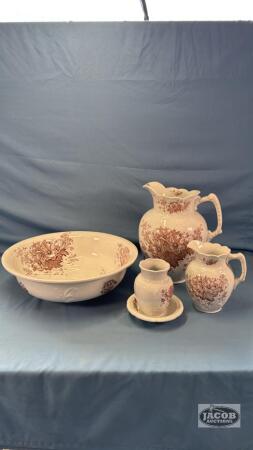 (5) PIECE BASIN SET WITH FLORAL PATTERN