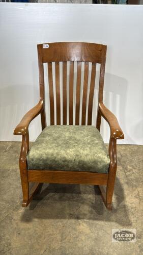 SLATTED HIGH BACK WOODEN ROCKING CHAIR