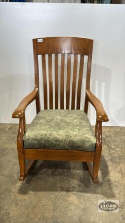 SLATTED HIGH BACK WOODEN ROCKING CHAIR