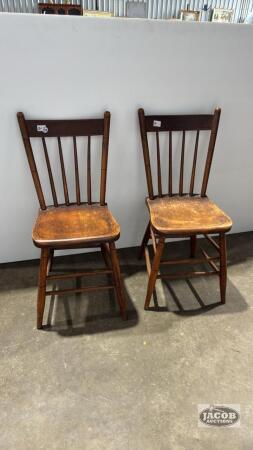(2) SPINDLE BACK WOODEN CHAIRS