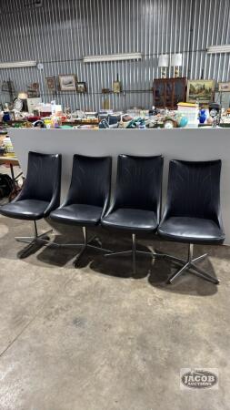 (4)LEATHER SWIVAL KITCHEN CHAIRS WITH CHROME BASE