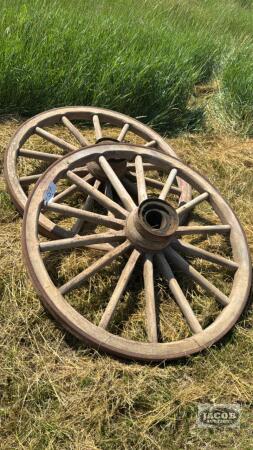 (2) 4FT AND WOODEN SPOKED WAGON WHEELS