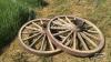(2) 4FT AND WOODEN SPOKED WAGON WHEELS - 2