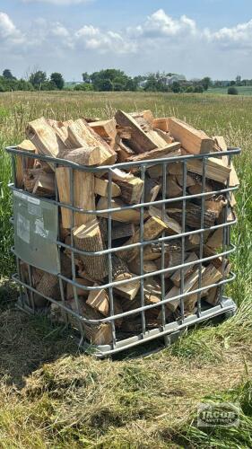 SPLIT FIREWOOD IN METAL CRATE