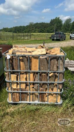 SPLIT FIREWOOD IN METAL CRATE
