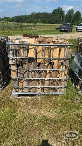 SPLIT FIREWOOD IN METAL CRATE