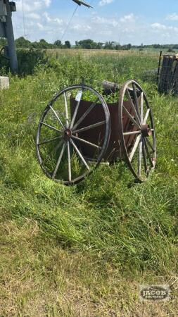 (2) DECORATIVE 49IN WOODEN SPOKED WAGON WHEELS
