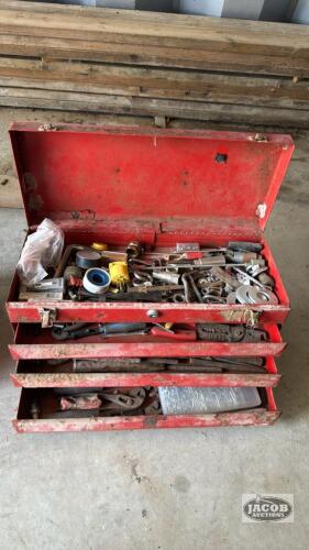 METAL TOOL BOX WITH CONTENTS