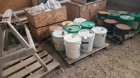 Skid of Part Pails of Concrete Sealer