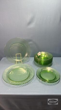SWIRL PATTERN GREEN PYREX DISH LOT