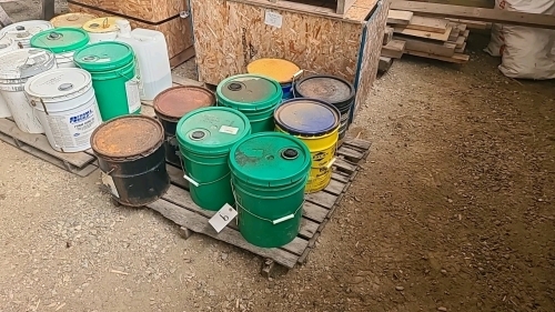 Skid of Part Pails of Tar