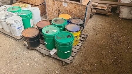 Skid of Part Pails of Tar