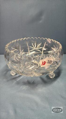 PINWHEEL CRYSTAL FOOTED 9IN BOWL
