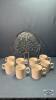 14IN GLASS SERVING PLATE WITH (8) GERMAN MUGS