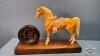 WOODEN 16IN PLAQUE WITH 10IN TALL RESIN HORSE - 3