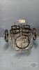 (4) 25TH ANN. GLASSES WITH COASTERS AND WIRE STAND