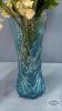 PORCELAIN 8IN VASE AND AN 8IN BLUE GLASS VASE - 3