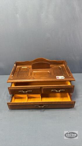 WOODEN 14IN LONG JEWELRY BOX