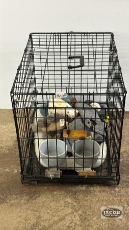 DOG CRATE WITH DOG TOYS