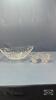 OVAL 13IN GLASS BOWL WITH CREAM AND SUGAR
