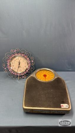 BATHROOM SCALE AND CLOCK