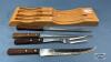 STAINLESS CARVING SET IN WOODEN RACK - 4