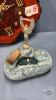 SLAB CLOCK WITH METALS, TROPHIES ETC. - 3