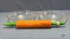 (2) PYREX 9IN PIE PLATES WITH WOODEN ROLLING PIN - 2