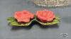 (2) PAIR OF SALT AND PEPPER IN GLASS RELISH DISH - 4