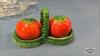(2) PAIR OF SALT AND PEPPER IN GLASS RELISH DISH - 5