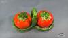 (2) PAIR OF SALT AND PEPPER IN GLASS RELISH DISH - 6