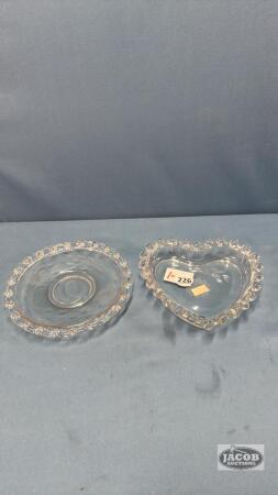 (2) DIFFERENT CORNFLOWER GLASS PLATES