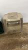 (2) BLEACHER CUSHIONS WITH PVC PATIO END TABLE - 2