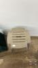 (2) BLEACHER CUSHIONS WITH PVC PATIO END TABLE - 3