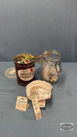 (2) CONTAINERS OF BUTTONS