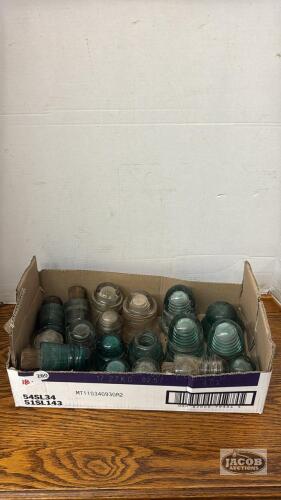 APPROX. 20 GLASS INSULATORS