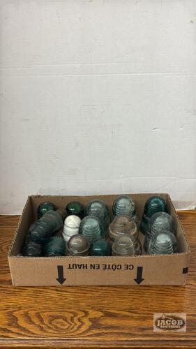 APPROX. 16 GLASS INSULATORS