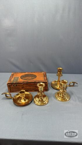 (4) BRASS CANDLE STICKS