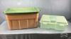 (2) UNMATCHED RUBBERMAID TOTES - 2