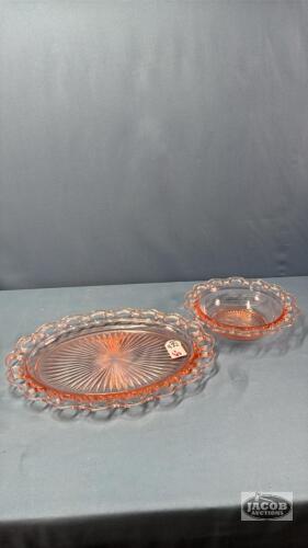 (2) PINK GLASS PIECES